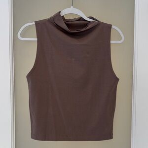 Zara Sleeveless Mock Neck Crop Top Angle turtleneck